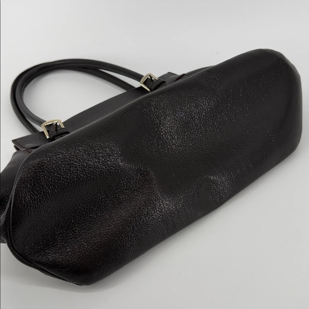 KATE SPADE Dark Chocolate Brown Pebble Leather Shimmer Shoulder Bag